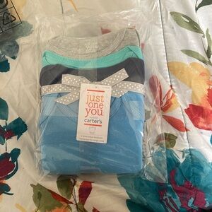 JUST ONE YOU CARTER’S 4 PACK BLUE SHORT SLEEVE BODYSUITS